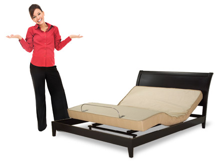 Los Angeles Electropedic adjustable bed with delighted woman looking on